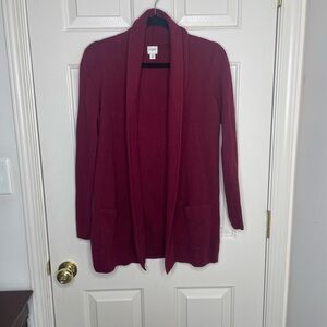 J.Crew Cozy burgundy Open-Front cardigan XS